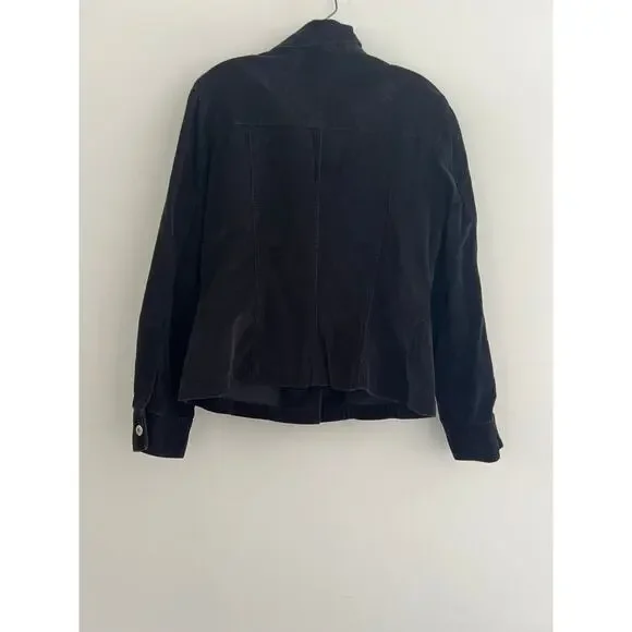 Vintage Rafaella Button Down Velvet Jacket Black Size 10 JL - Picture 5 of 5